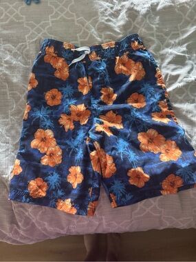 OP Men's Navy Swim Shorts with Orange Floral Print
